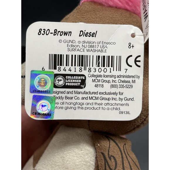 Gund Diesel 830-Brown, Body Arts Punk Teddy Bear Mohawk Piercings Tattoos 10” - Picture 11 of 11